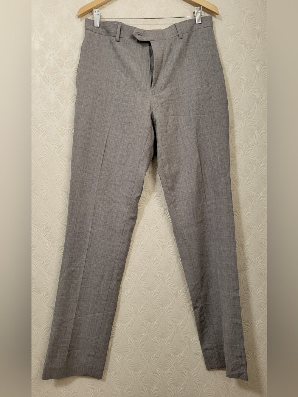 Joseph Abboud Men's 33 Waist Dress Wool Pants Gray Flat Front Joe Straight Slim